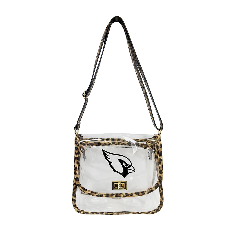 Logo Brands Arizona Cardinals Leopard Print Trim Clear Purse