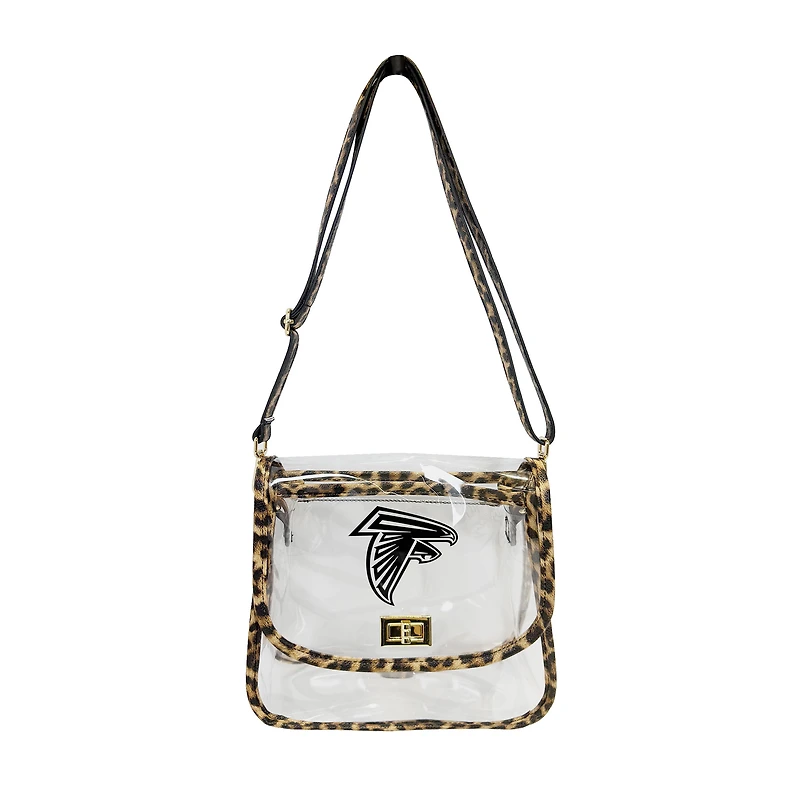 Logo Brands Atlanta Falcons Leopard Print Trim Clear Purse