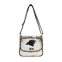 Logo Brands Carolina Panthers Leopard Print Trim Clear Purse