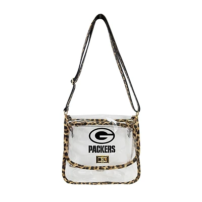 Logo Brands Green Bay Packers Leopard Print Trim Clear Purse