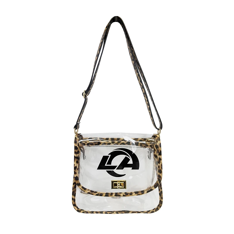 Logo Brands Los Angeles Rams Leopard Print Trim Clear Purse