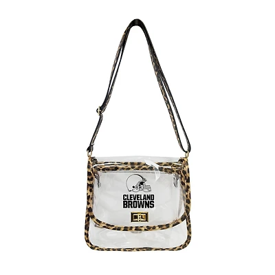 Logo Brands Cleveland Browns Leopard Print Trim Clear Purse