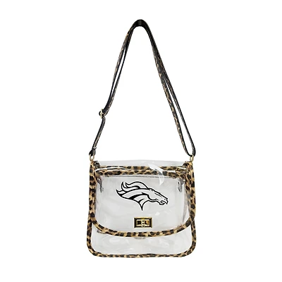 Logo Brands Denver Broncos Leopard Print Trim Clear Purse