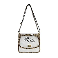 Logo Brands Denver Broncos Leopard Print Trim Clear Purse