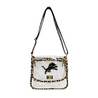 Logo Brands Detroit Lions Leopard Print Trim Clear Purse