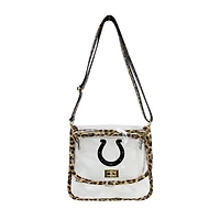 Logo Brands Indianapolis Colts Leopard Print Trim Clear Purse