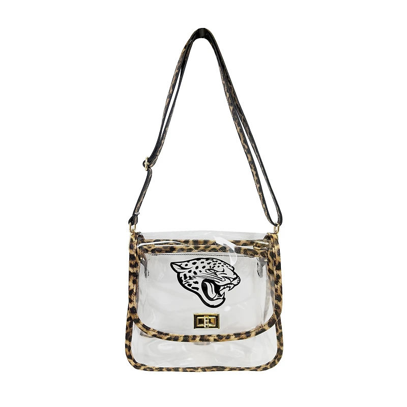 Logo Brands Jacksonville Jaguars Leopard Print Trim Clear Purse