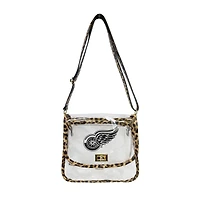 Logo Brands Detroit Red Wings Leopard Print Trim Clear Purse