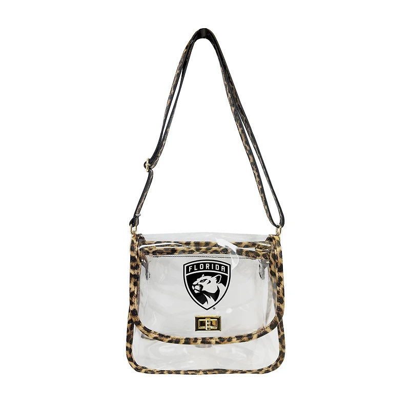 Logo Brands Florida Panthers Leopard Print Trim Clear Purse