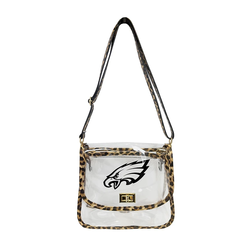 Logo Brands Philadelphia Eagles Leopard Print Trim Clear Purse