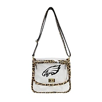 Logo Brands Philadelphia Eagles Leopard Print Trim Clear Purse