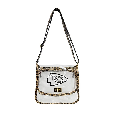 Logo Brands Kansas City Chiefs Leopard Print Trim Clear Purse