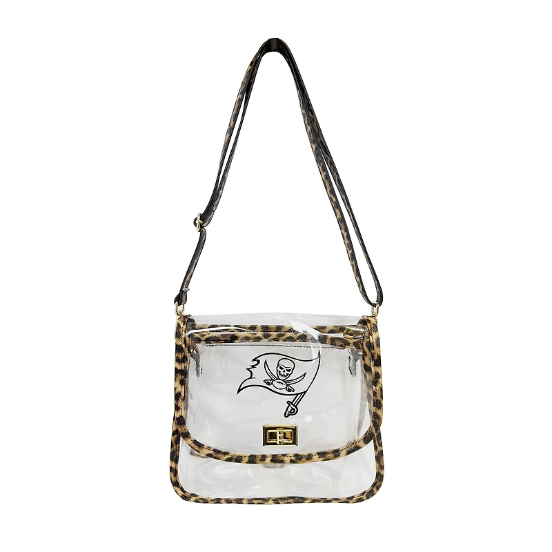 Logo Brands Tampa Bay Buccaneers Leopard Print Trim Clear Purse
