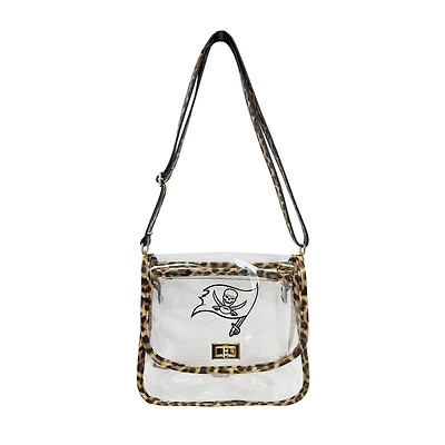 Logo Brands Tampa Bay Buccaneers Leopard Print Trim Clear Purse