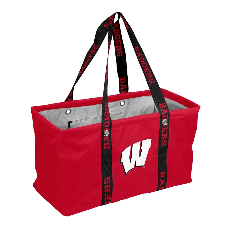 Logo Brands Wisconsin Badgers Picnic Caddy with Wordmark Strap