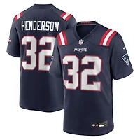 Men's Nike TreVeyon Henderson Navy New England Patriots 2025 NFL Draft Game Jersey
