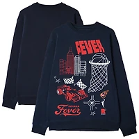 Unisex round21 Navy Indiana Fever Wallpaper Pullover Sweatshirt