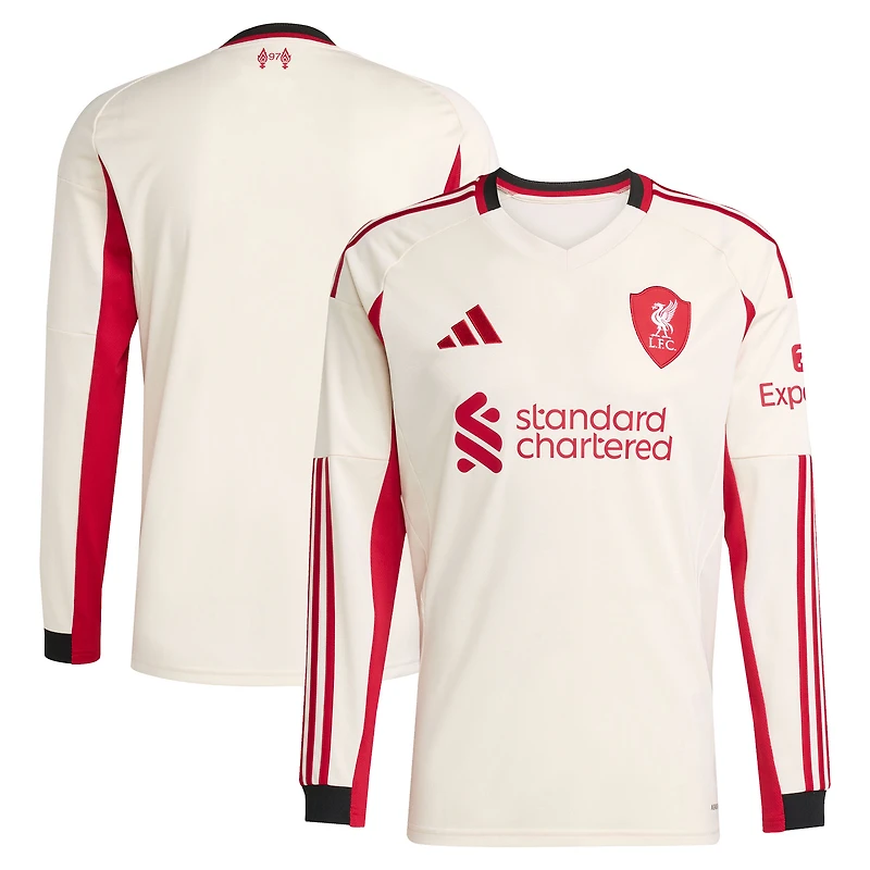 Men's adidas White Liverpool 2025/26 Away Replica Long Sleeve Jersey