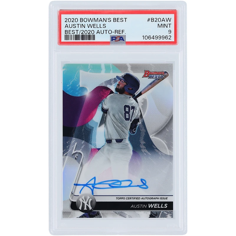 Austin Wells New York Yankees Autographed 2020 Bowman's Best Best of 2020 #B20-AW PSA Authenticated 9 Card