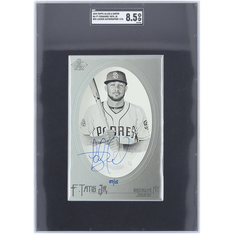 Fernando Tatis Jr. San Diego Padres Autographed 2020 Topps Allen & Ginter Box Topper #BA-FT #7/15 SGC Authenticated 8.5 Card