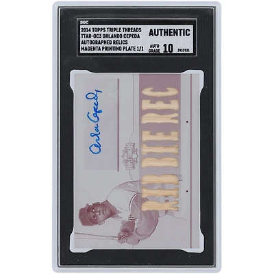 Orlando Cepeda San Francisco Giants Autographed 2014 Topps Triple Threads Magenta Plate Relic #TTAR-OC3 #1/1 SGC Authenticated Auto 10 Card