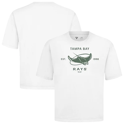 Men's Levelwear White Tampa Bay Rays Crossway Oversized Luxe Signature Knit T-Shirt