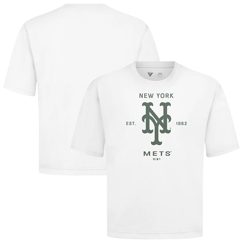 Men's Levelwear White New York Mets Crossway Oversized Luxe Signature Knit T-Shirt
