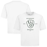 Men's Levelwear White Milwaukee Brewers Crossway Oversized Luxe Signature Knit T-Shirt