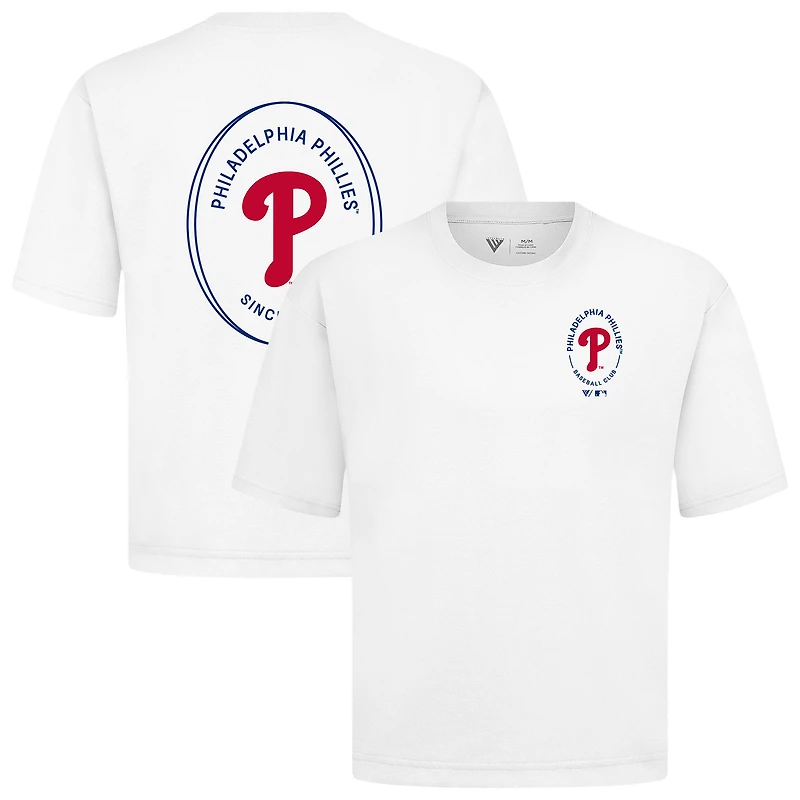 Men's Levelwear White Philadelphia Phillies Signet Oversized Luxe Signature Knit T-Shirt