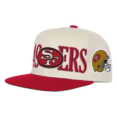 Youth Mitchell & Ness Cream/Scarlet San Francisco 49ers Across the Board Vintage Snapback Hat