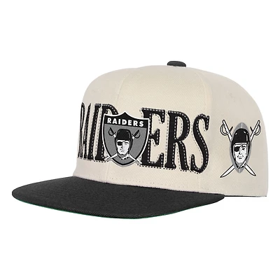 Youth Mitchell & Ness Cream/Black Las Vegas Raiders Across the Board Vintage Snapback Hat