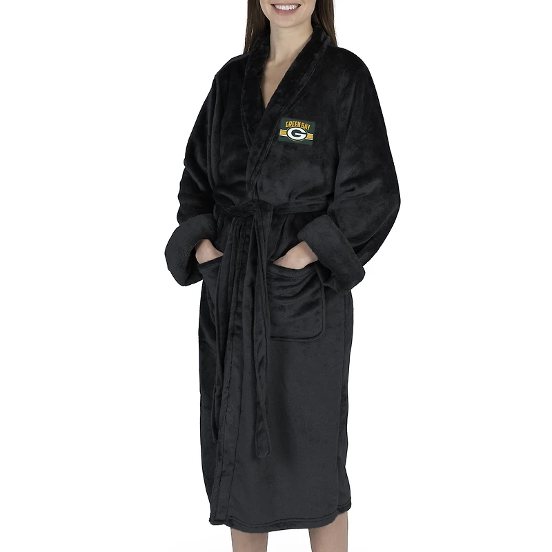 Women's The Northwest Group Black Green Bay Packers Rollout Silk Touch Robe