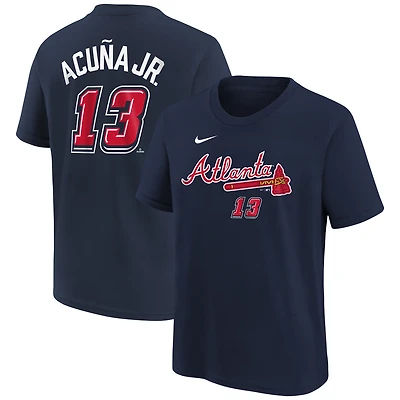 Preschool Nike Ronald Acuña Jr. Navy Atlanta Braves 2025 MLB Speedway Classic Name & Number T-Shirt