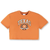 Girls Youth ZooZatz Burnt Orange Texas Longhorns Laurels Tri-Blend Cropped T-shirt