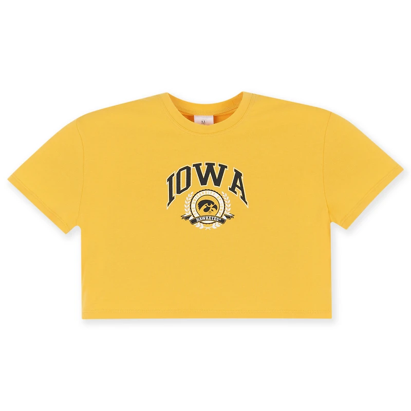 Girls Youth ZooZatz Gold Iowa Hawkeyes Laurels Cropped T-shirt