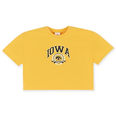 Girls Youth ZooZatz Gold Iowa Hawkeyes Laurels Cropped T-shirt