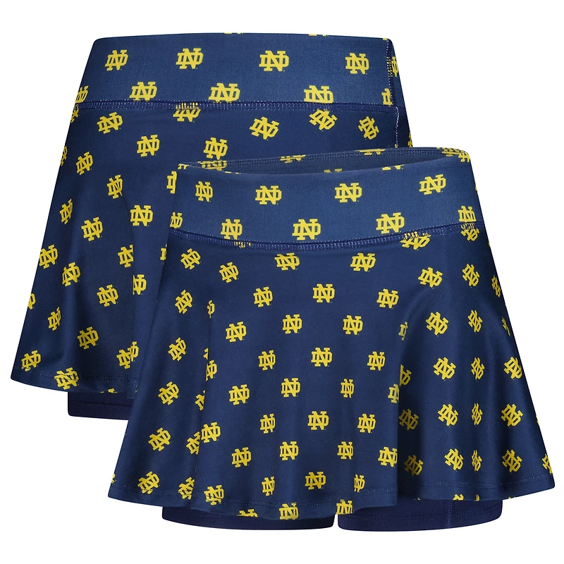 Girls Youth ZooZatz Navy Notre Dame Fighting Irish All-Over Print Tennis Skort