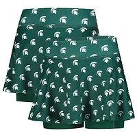 Girls Youth ZooZatz Green Michigan State Spartans All-Over Print Tennis Skort