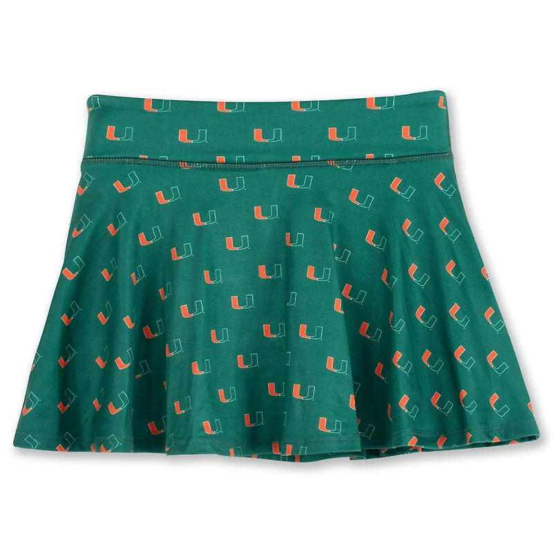 Girls Youth ZooZatz Green Miami Hurricanes All-Over Print Tennis Skort