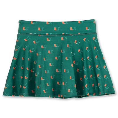 Girls Youth ZooZatz Green Miami Hurricanes All-Over Print Tennis Skort