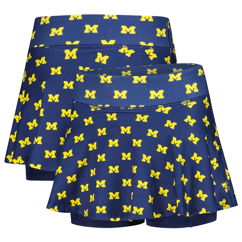 Girls Youth ZooZatz Navy Michigan Wolverines All-Over Print Tennis Skort