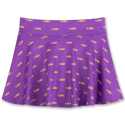 Girls Youth ZooZatz Purple LSU Tigers All-Over Print Tennis Skort
