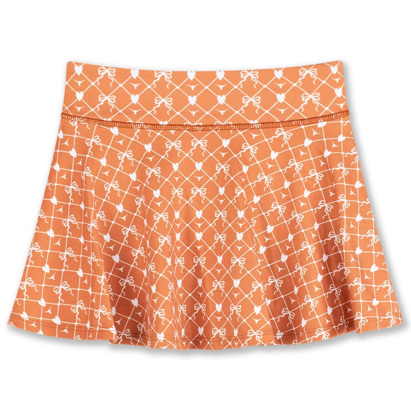 Girls Youth ZooZatz Texas Orange Longhorns All-Over Print Bow Team Logo Skort