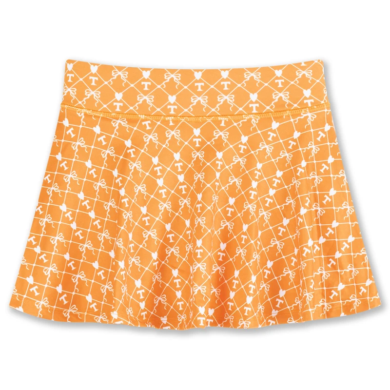 Girls Youth ZooZatz Tennessee Orange Volunteers All-Over Print Bow Team Logo Skort