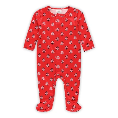 Newborn & Infant ZooZatz Scarlet Ohio State Buckeyes Magnetic Closure Sleeper