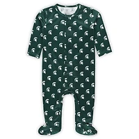 Newborn & Infant ZooZatz Green Michigan State Spartans Magnetic Closure Sleeper