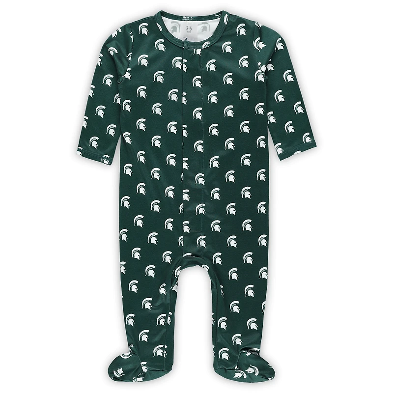 Newborn & Infant ZooZatz Green Michigan State Spartans Magnetic Closure Sleeper