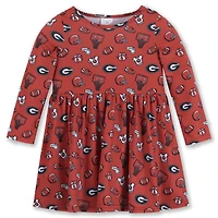 Girls Toddler ZooZatz Red Georgia Bulldogs All-Over Print Football Dress