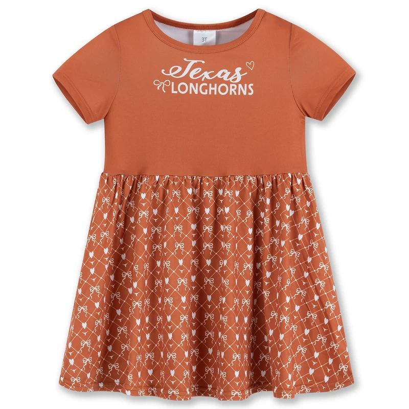Girls Toddler ZooZatz Texas Orange Texas Longhorns Short Sleeve Dress