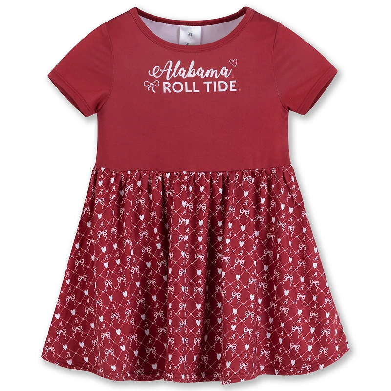 Girls Toddler ZooZatz Crimson Alabama Tide Short Sleeve Dress